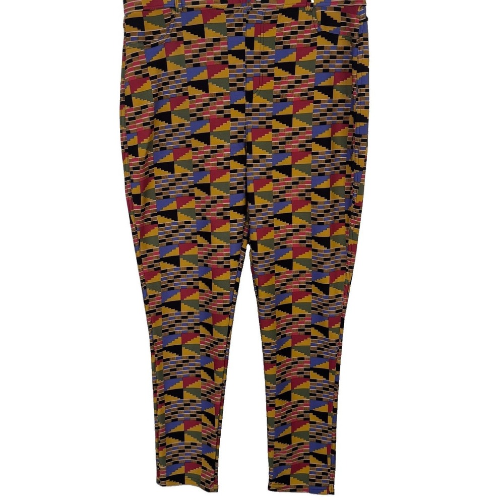 Thrill Jeans Pants Leggings Woman 3X Stretch Pull On‎ African Print Cotton Blend